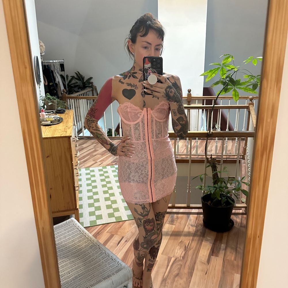 Sugar Thrillz Pink Lace Bustier Top